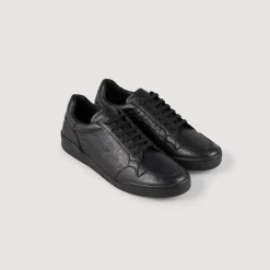Homme SANDRO Sneakers En Cuir Embossé Square Cross