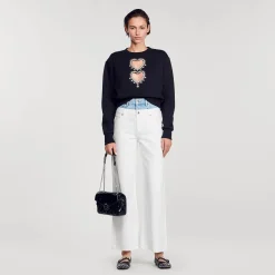 Femme SANDRO Sweatshirt à Cœurs Strassés