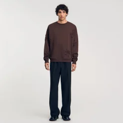 Homme SANDRO Sweatshirt Oversize Fleurs