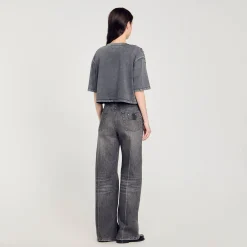 Femme SANDRO Tee-shirt Court à Strass