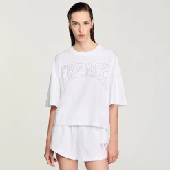 Femme SANDRO Tee-shirt Court Brodé France