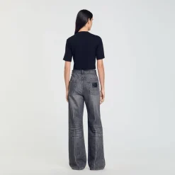 Femme SANDRO Tee-shirt Court Strassé