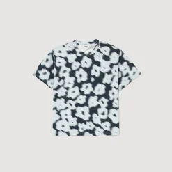 Homme SANDRO Tee-shirt En Coton Imprimé Fleurs Floues