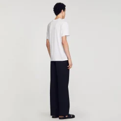 Homme SANDRO Tee-shirt Fleur En Coton