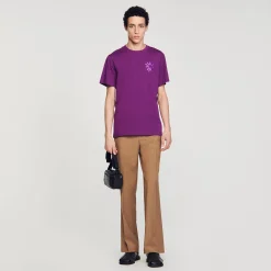 Homme SANDRO Tee-shirt Fleur En Coton