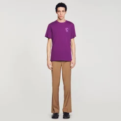 Homme SANDRO Tee-shirt Fleur En Coton