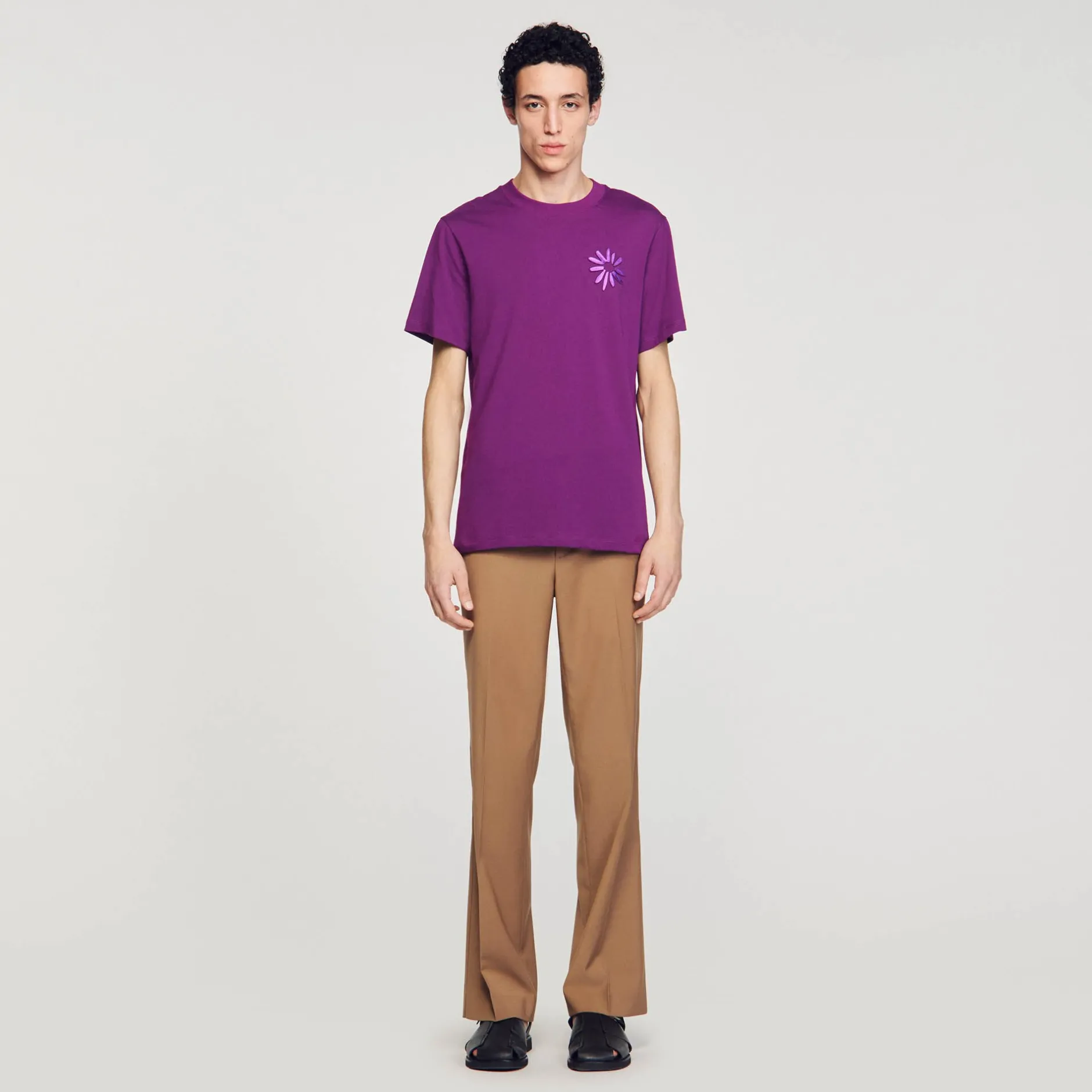 Homme SANDRO Tee-shirt Fleur En Coton