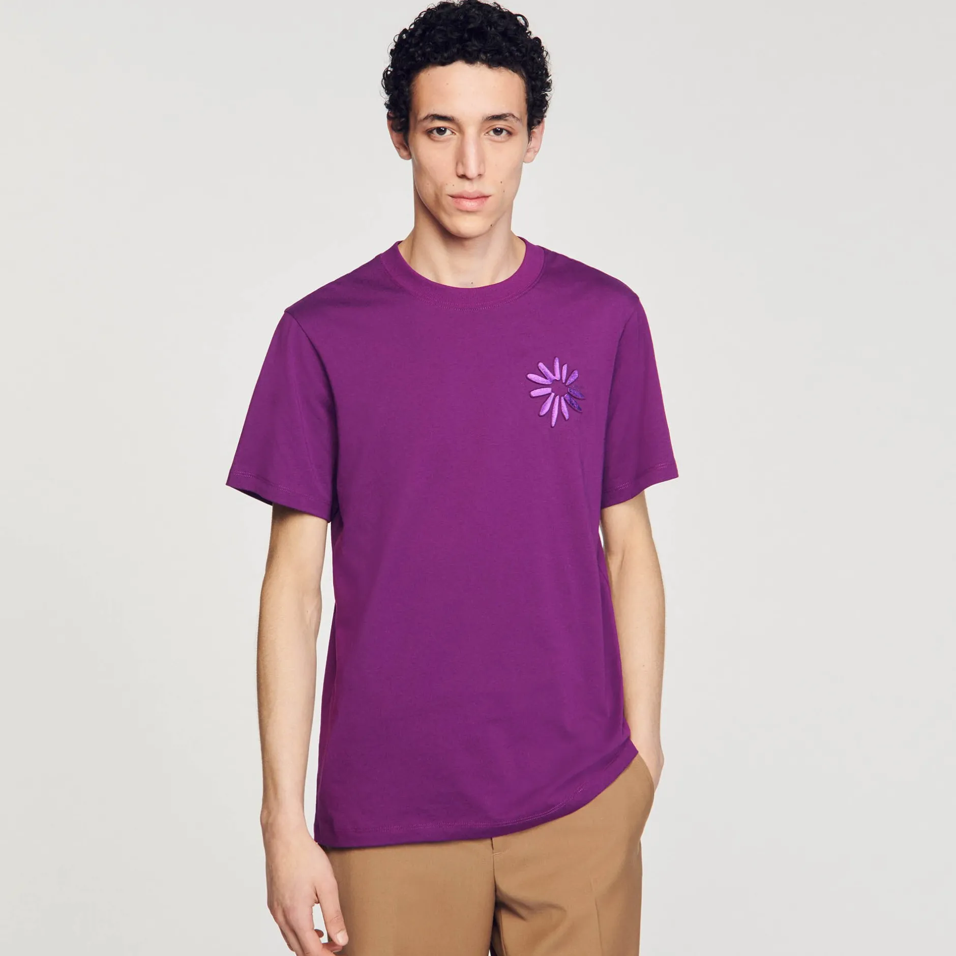 Homme SANDRO Tee-shirt Fleur En Coton