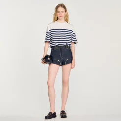 Femme SANDRO Tee-shirt Marinière à Strass