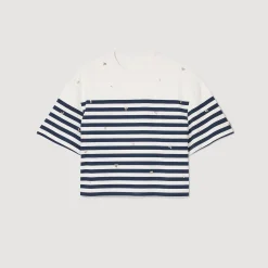 Femme SANDRO Tee-shirt Marinière à Strass