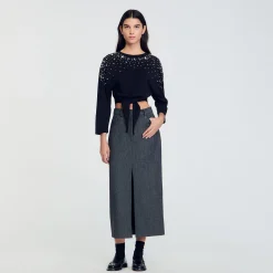 Femme SANDRO Tee-shirt Noué à Strass
