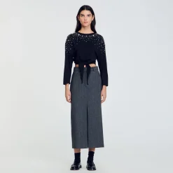 Femme SANDRO Tee-shirt Noué à Strass