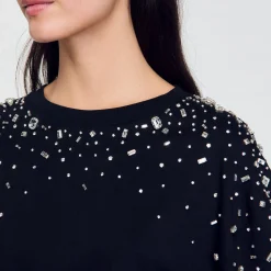 Femme SANDRO Tee-shirt Noué à Strass