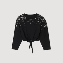 Femme SANDRO Tee-shirt Noué à Strass