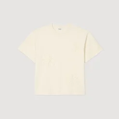 Homme SANDRO Tee-shirt Orné De Fleurs
