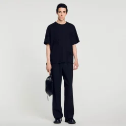 Homme SANDRO Tee-shirt Orné De Fleurs