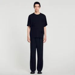Homme SANDRO Tee-shirt Orné De Fleurs
