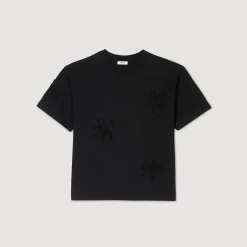 Homme SANDRO Tee-shirt Orné De Fleurs