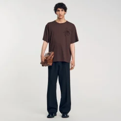 Homme SANDRO Tee-shirt Oversize Fleur