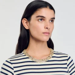 Femme SANDRO Tee-shirt Rayé à Strass