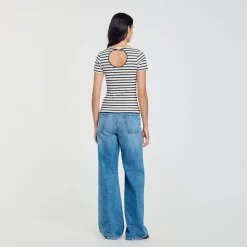 Femme SANDRO Tee-shirt Rayé à Strass