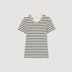 Femme SANDRO Tee-shirt Rayé à Strass