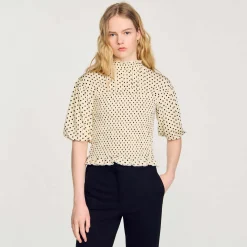 Femme SANDRO Tee-shirt Smocké à Pois