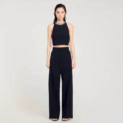 Femme SANDRO Top Court à Strass