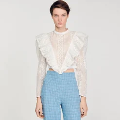 Femme SANDRO Top Court En Broderie Anglaise