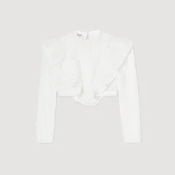 Femme SANDRO Top Court En Broderie Anglaise