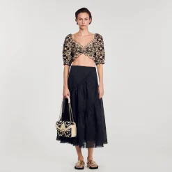 Femme SANDRO Top Court En Broderie Anglaise