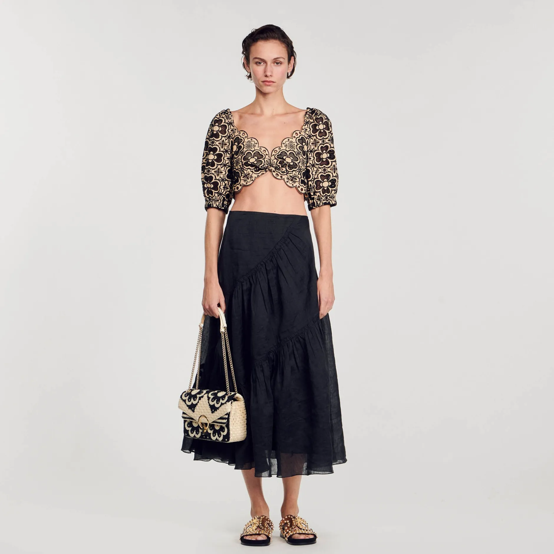 Femme SANDRO Top Court En Broderie Anglaise