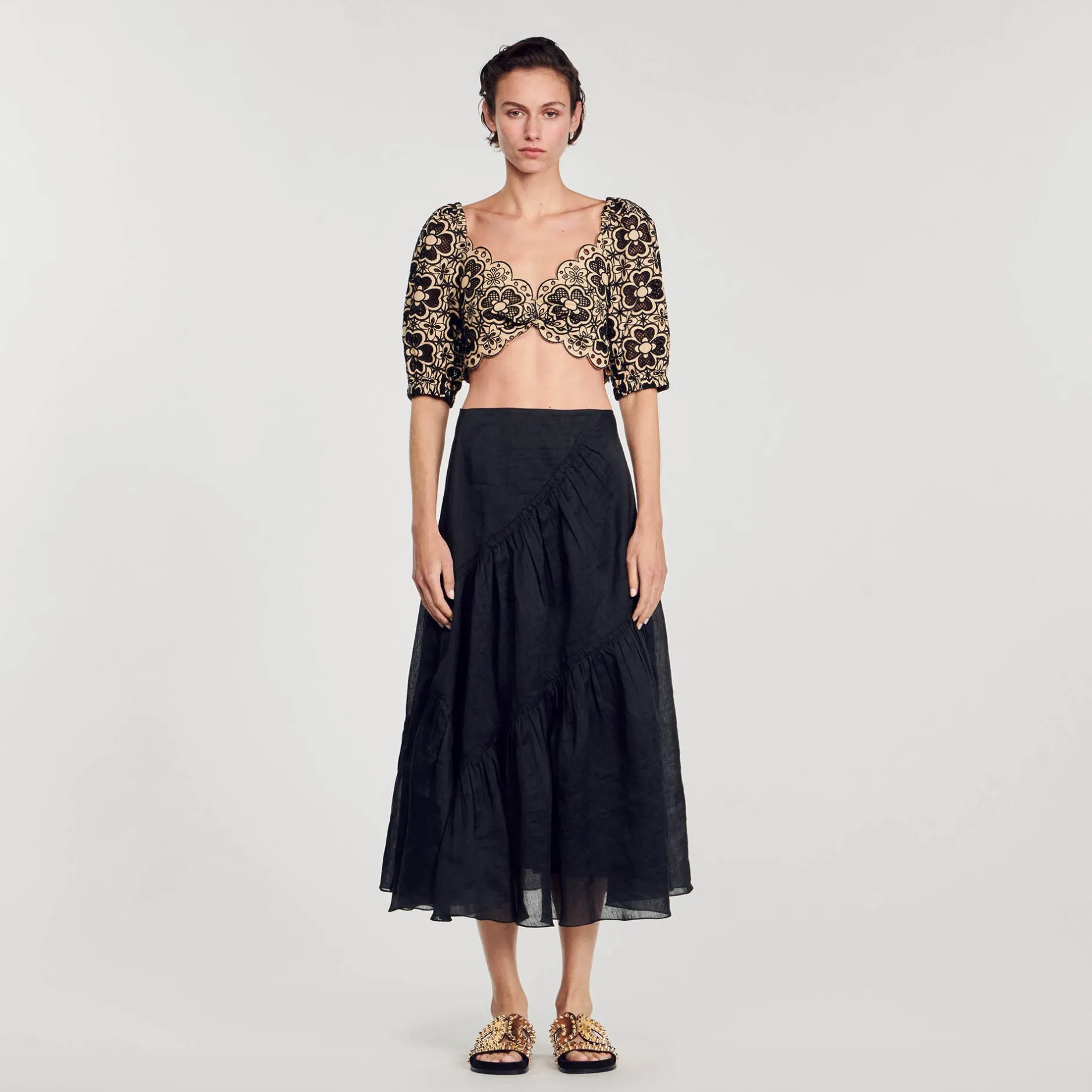 Femme SANDRO Top Court En Broderie Anglaise