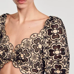Femme SANDRO Top Court En Broderie Anglaise