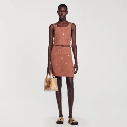 Femme SANDRO Top Court En Maille à Pièces
