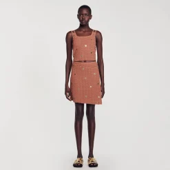 Femme SANDRO Top Court En Maille à Pièces