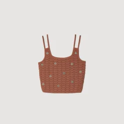 Femme SANDRO Top Court En Maille à Pièces