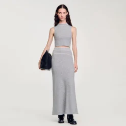 Femme SANDRO Top Court En Maille Sans Manches