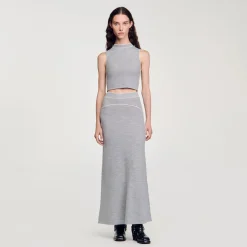 Femme SANDRO Top Court En Maille Sans Manches