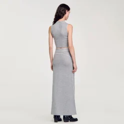 Femme SANDRO Top Court En Maille Sans Manches