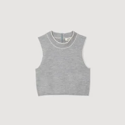 Femme SANDRO Top Court En Maille Sans Manches