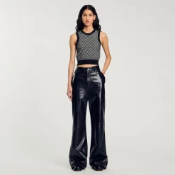 Femme SANDRO Top En Maille à Carreaux