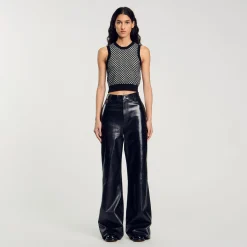 Femme SANDRO Top En Maille à Carreaux