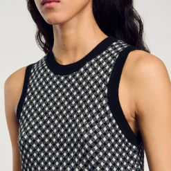 Femme SANDRO Top En Maille à Carreaux