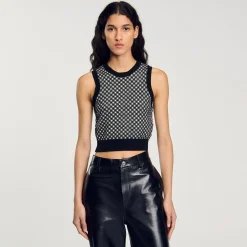Femme SANDRO Top En Maille à Carreaux