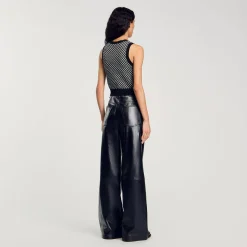Femme SANDRO Top En Maille à Carreaux
