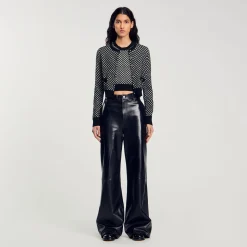 Femme SANDRO Top En Maille à Carreaux