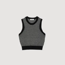 Femme SANDRO Top En Maille à Carreaux