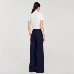 Femme SANDRO Top En Maille à Col Vareuse