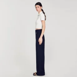 Femme SANDRO Top En Maille à Col Vareuse